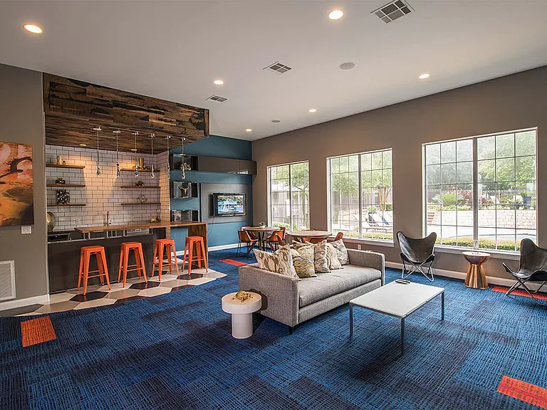 Apartment community Entertainment Room at Griffis Lakeline Station in Austin, Texas.