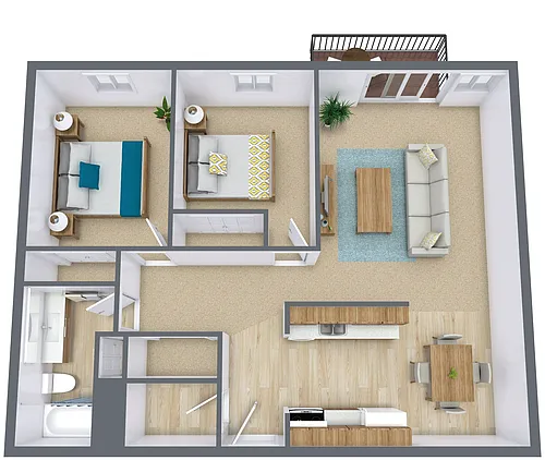 Floor plan Two Bedroom 21D