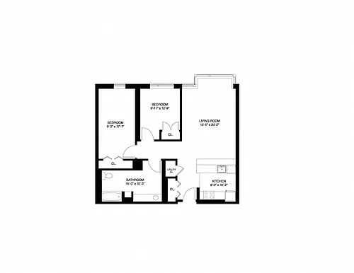 Floor plan Affordable Wait List - 2 Bedroom