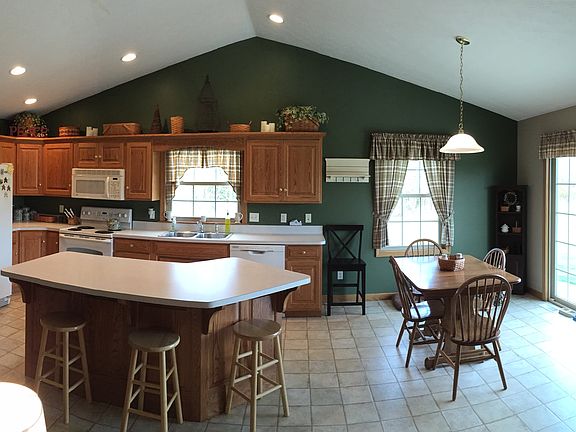 kitchen, bar and dining room