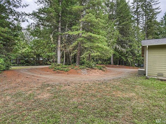 View of circular driveway from the backyard