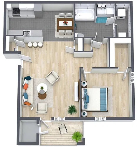 Floor plan 1BR - 1BTH Renovated