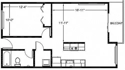 Floor plan 1 Bed 1 Bath C