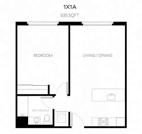 Floor plan 1 Bed x 1 Bath