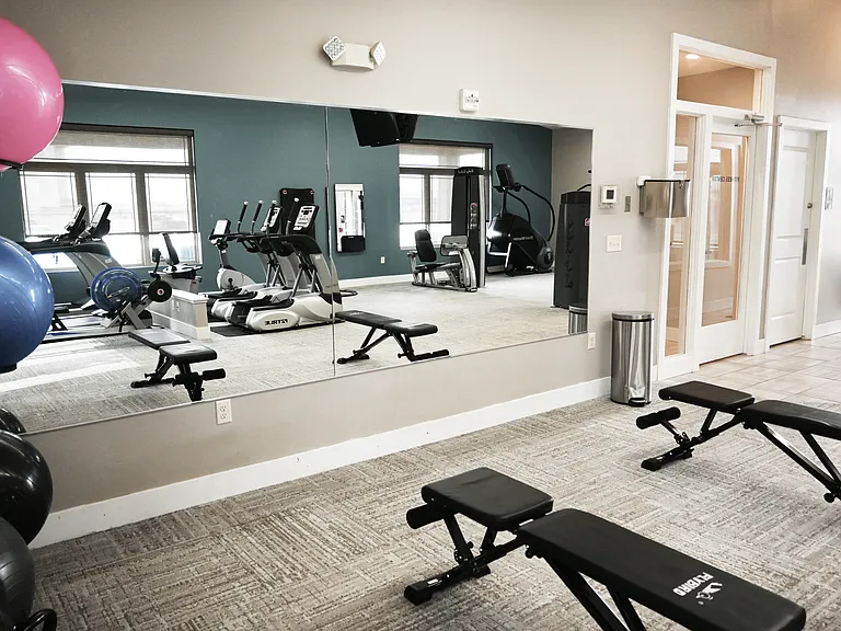 Luxury gym located in the clubhouse at The Sterling Grand Island.