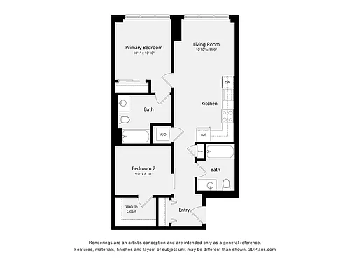 Floor plan Urban Two Bed Two Bath 10