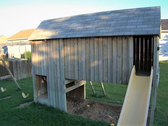 Childrens playset in yard