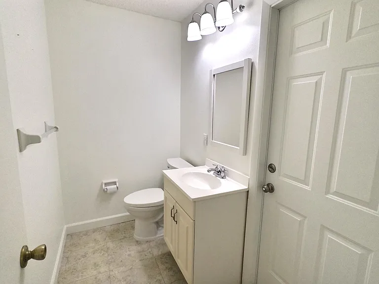 Half bath access from the family room and outside