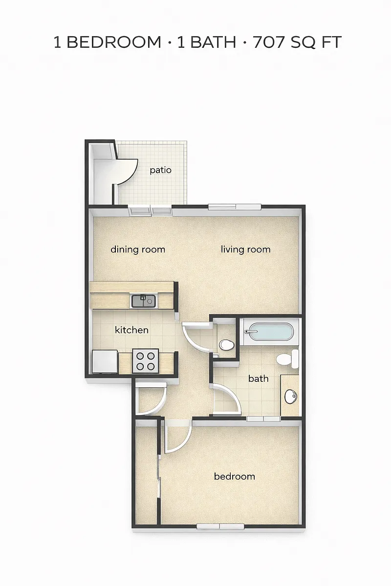 Floor plan 1 bedroom 1 bath