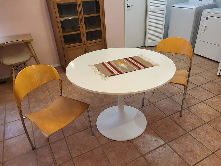 Tulip Table with Mid-Century Modern Danish Modern Bentwood Chairs