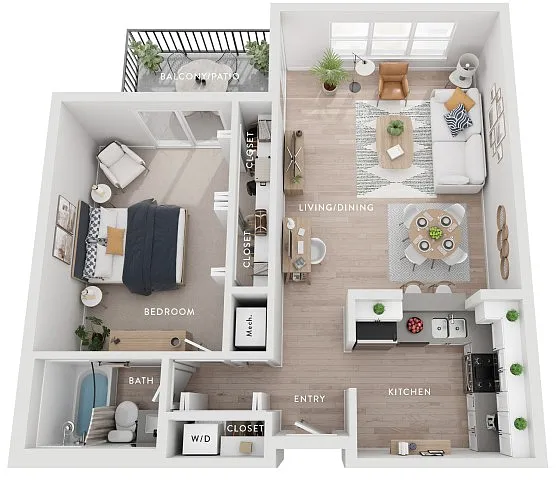 Floor plan Oak (Ah) 1 Bedroom Apartment