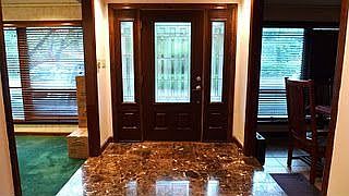 Marble entry with new Pella door