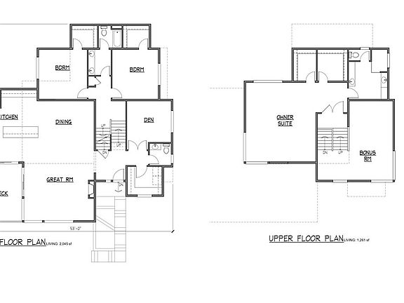 Main Floor & Upper Floor Plan/Rendering>
