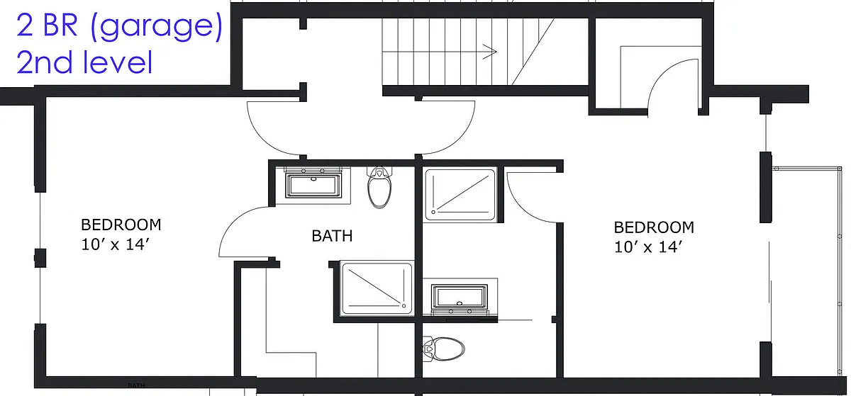Floor plan 2 Bed 2 Bath with Garage