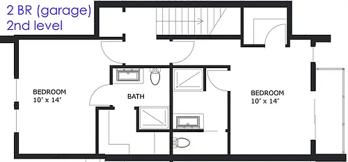 Floor plan 2 Bed 2 Bath with Garage