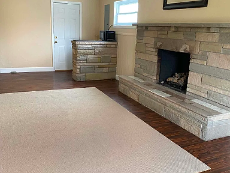 Family room with gas logs