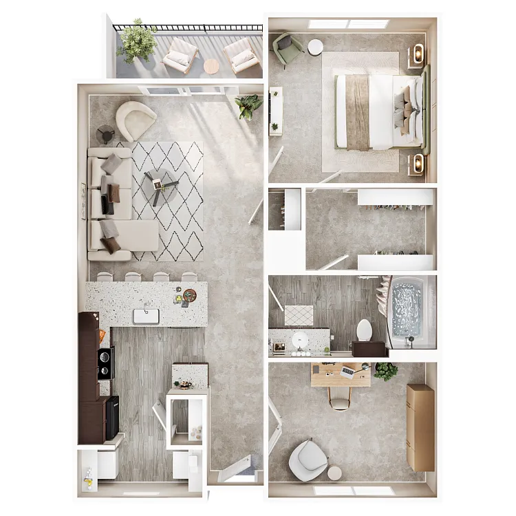 Floor plan 1 Bed 1 Bath B
