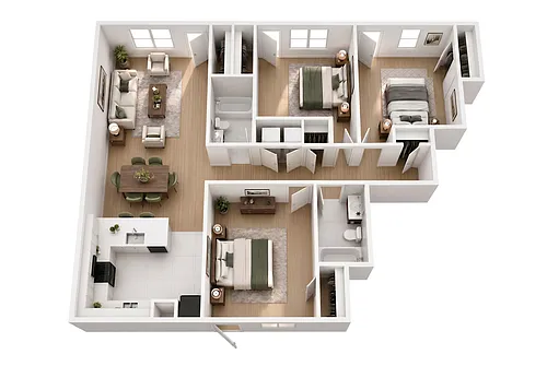 Floor plan RT106_J The Moore: 3 Bedroom 2 Bath