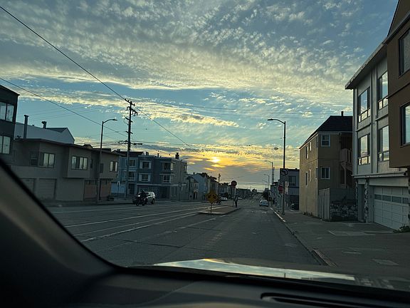 typical sunset, time..view of ocean from in front of 2828 Judah.