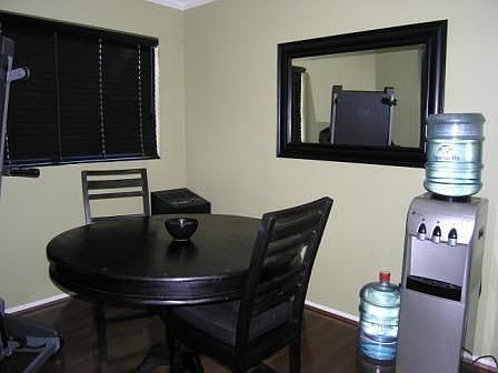 Semi formal dining area features modern paint 