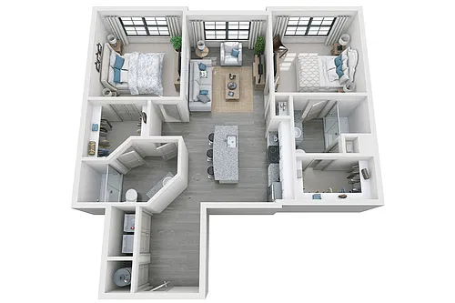 Floor plan Randolf 2 Bedroom 2 Bath