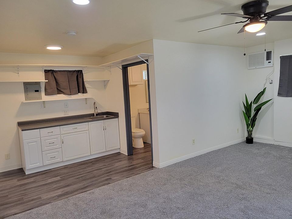 kitchen area and door to bathroom