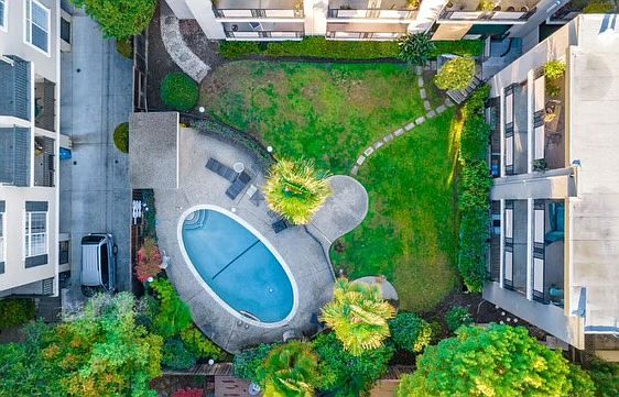 View of pool and play area