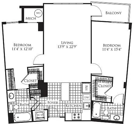 Floor plan 2 Bedroom- 1146