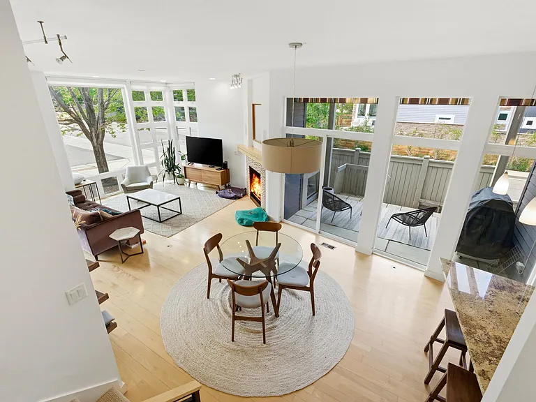 living room and patio