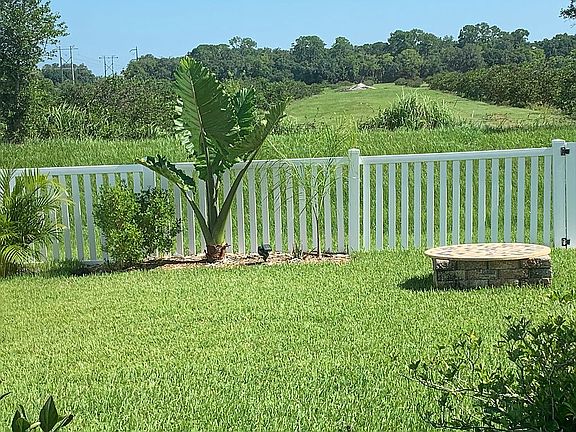 Fire pit with orchard view