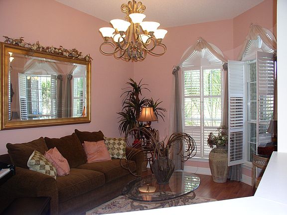 Formal living room with plantation shutters