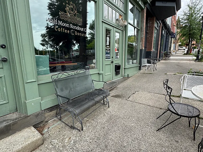 Outside of apartment...a cafe.