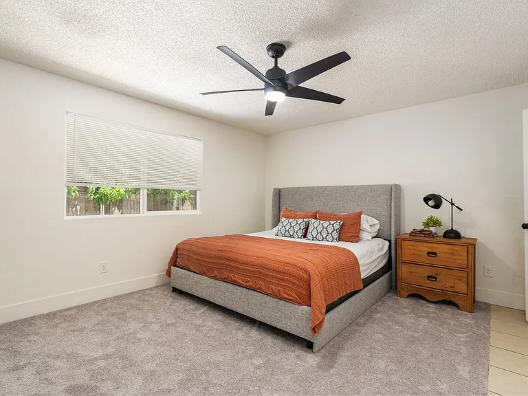 Master room with King size Temperpedic mattress and two custom closets.