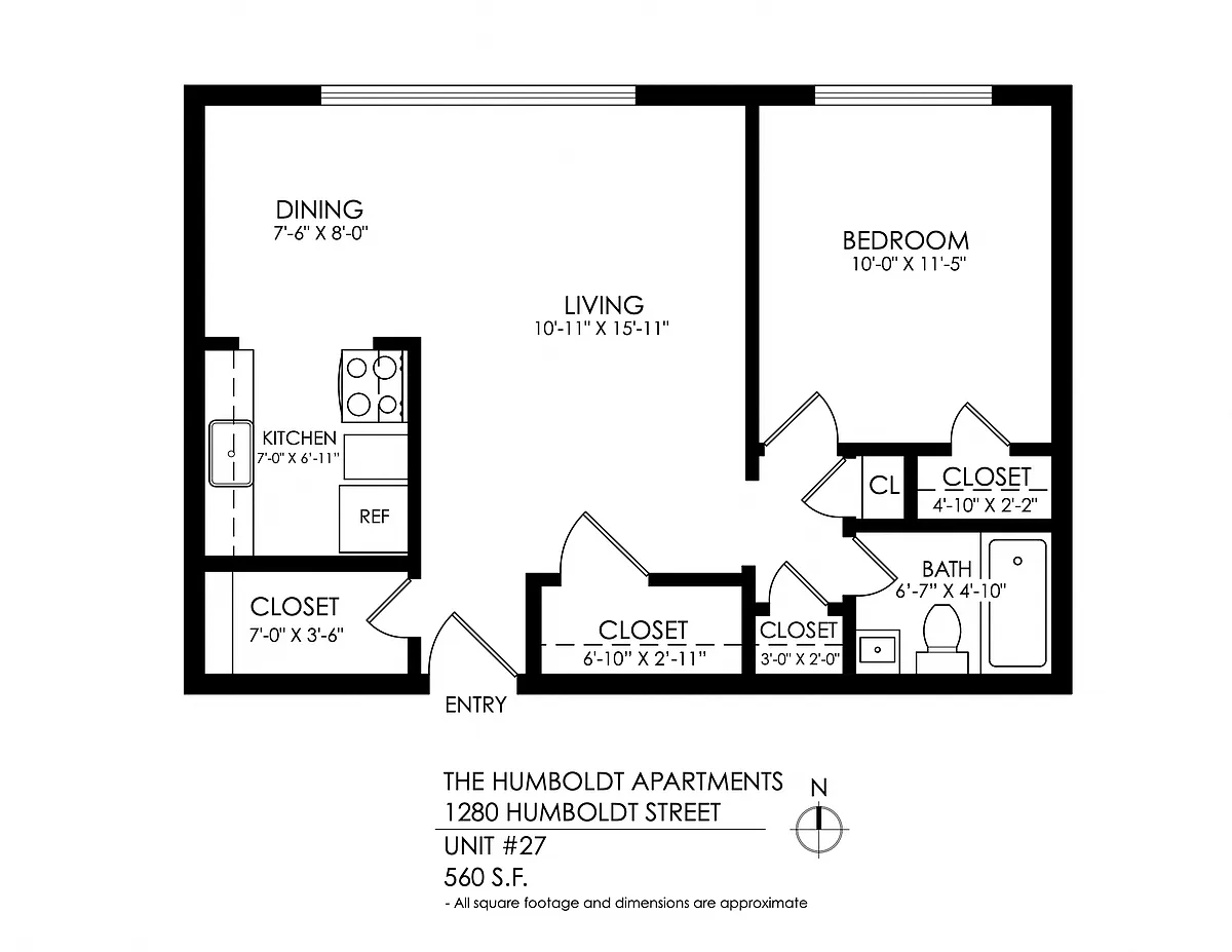 Floor plan 1 Bed x 1 Bath