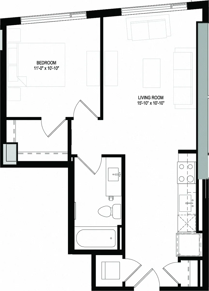 Floor plan One Bedroom/One Bathroom (A10)