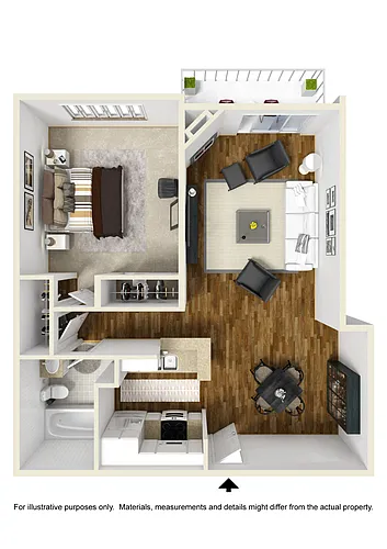Floor plan 1BR 1BA - Plan C