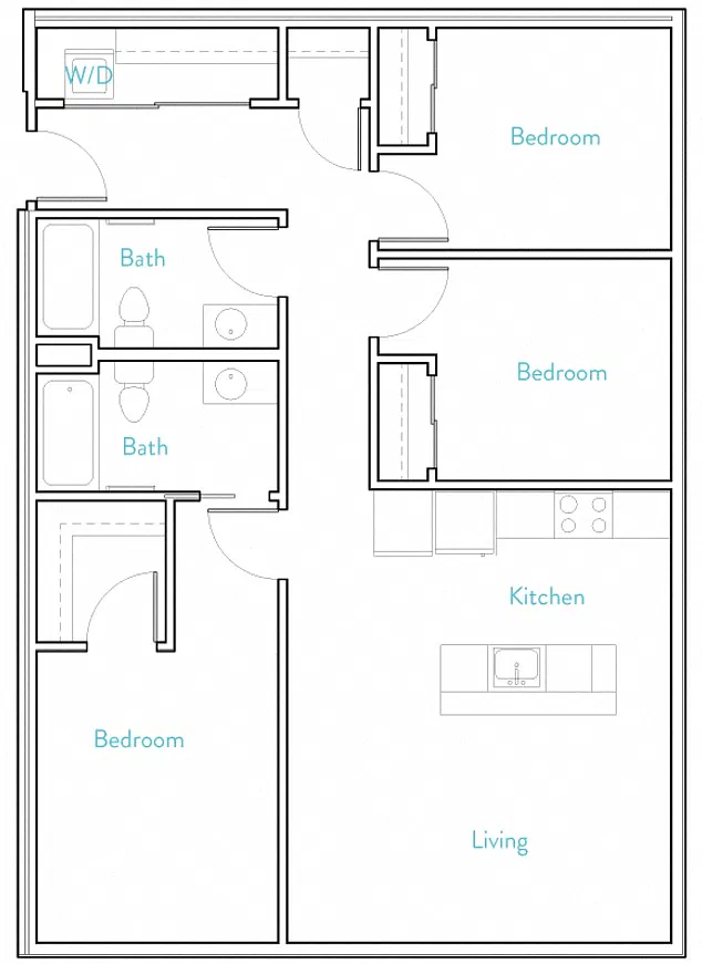 Floor plan 3 Bedroom- Henshaw