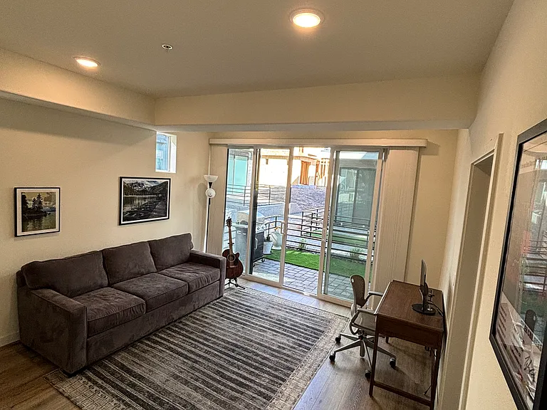 Office den with access to patio
