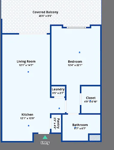 Floor plan 1 bed/1 bath