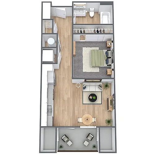Floor plan S1: 0 Bed 1 Bath