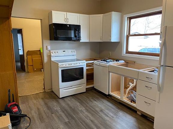 Kitchen appliances in, countertops next.