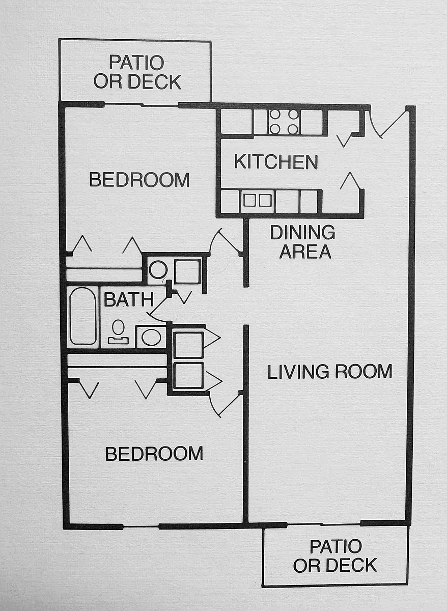 Floor plan 2 Bedroom - Downstairs Unit