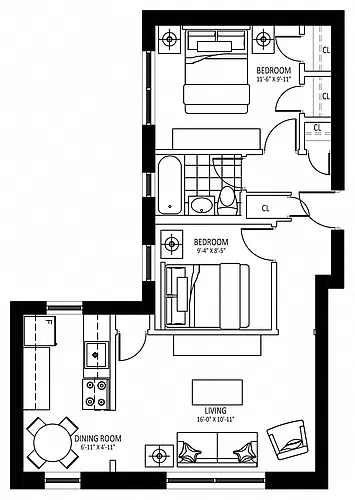 Floor plan 15 Don St - Plan A 2 Bed 1 Bath