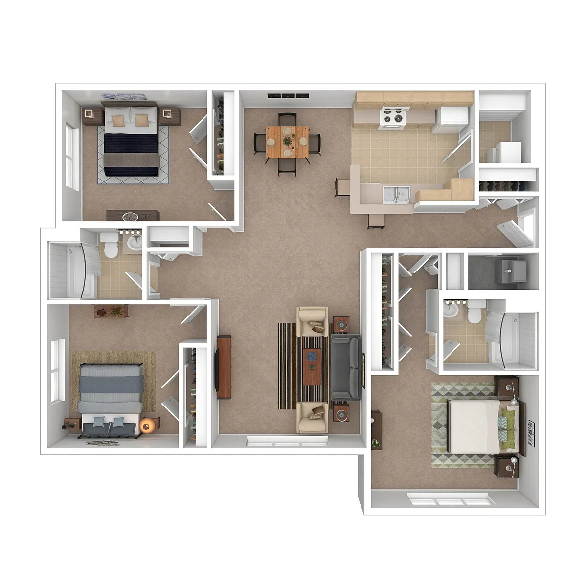 Floor plan Three Bedroom Two Bathroom A Market