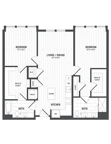Floor plan 2 Bed/2 Bath-E1.5
