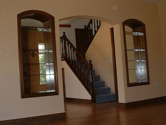 view from living room to stairs