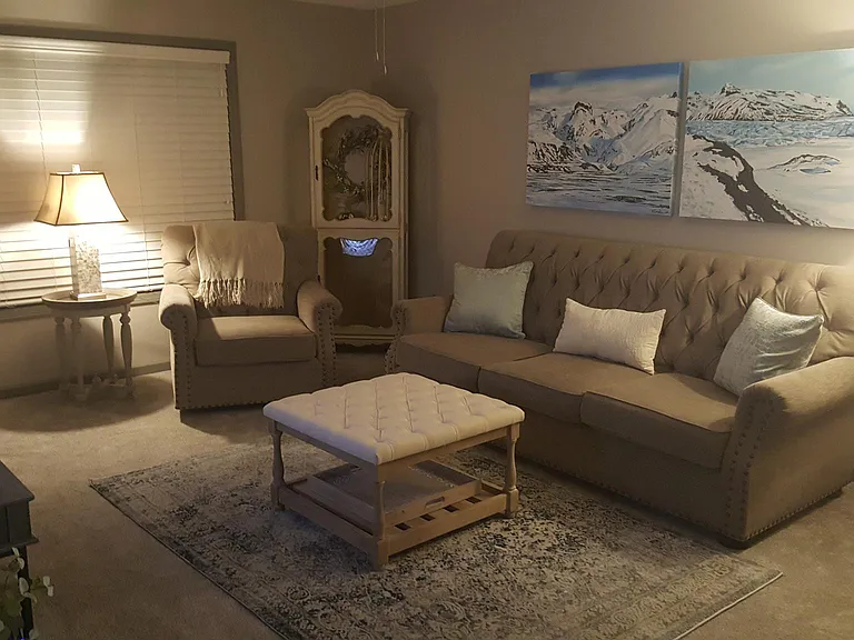 Living Room. Note: photo is from previous tenant, unit is not furnished.
