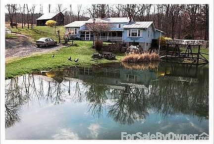 front : front of the house from the edge of year round stocked pond.