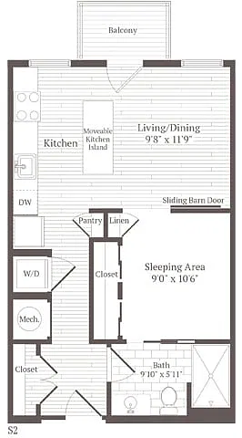 Floor plan Studio w-nook