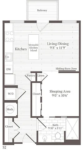Floor plan Studio w-nook